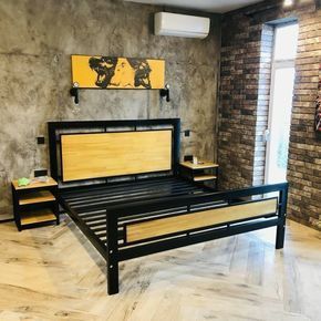 Steel Frame Furniture, Metal And Wood Bench, Steel Bed Design, Iron Furniture Design, Steel Furniture Design, Steel Bed Frame, Welded Furniture, Bed Frame Design, Steel Bed