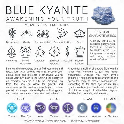 Psychic Crystals, Kyanite Properties, Kyanite Meaning, Healing Spirituality, Kyanite Crystal, Zodiac Aries, Witchy Crafts, Crystal Healer, Divine Guidance