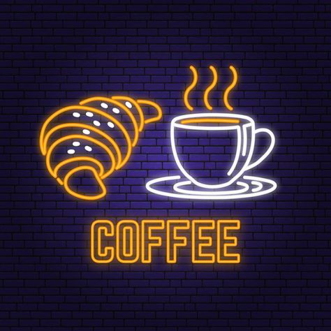 Neon Cafe, Instagram Hashtags For Likes, Cafe Neon, Neon Coffee, Neon Banner, Coffee Neon, Cafe Icon, Food Stall Design, Neon Symbol