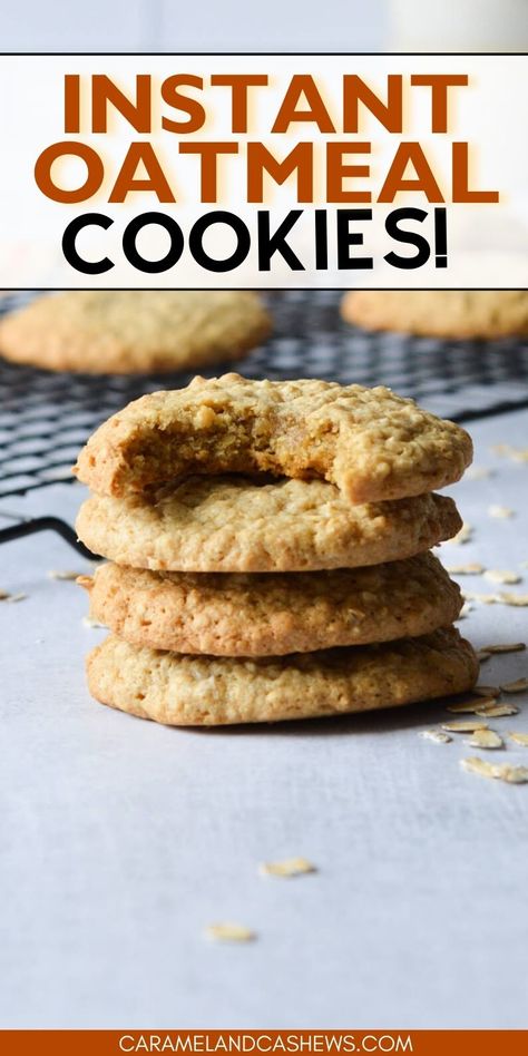 a stack of oatmeal cookies What To Do With Instant Oatmeal Packets, Instant Oatmeal Cookie Recipes, Instant Oatmeal Recipes Cookies, Oatmeal Cookies Using Instant Oatmeal, Oatmeal Cookies With Instant Packets, Oatmeal Cookies Recipes With Quick Oats, Cookies From Instant Oatmeal Packets, Oatmeal Cookies From Instant Oatmeal, Oatmeal Cookies With Instant Oatmeal