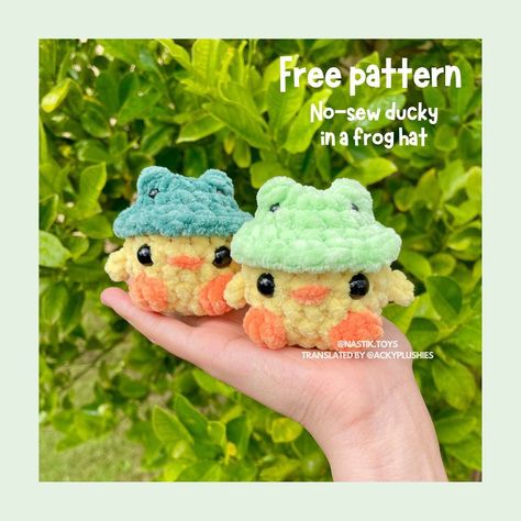 Free pattern release 🐤🐸Make your own adorable ducky in a frog hat! A BIG thank you to @nastik.toys who has given me permission to translate this pattern from Russian into English for you all to enjoy!! 💛Thank you so much to my lovely testers for checking through the pattern for me. Your help was much appreciated! Make sure to check them all out 🥰 ••••#amigurumi #amigurumilove #crochet #australiansmallbusiness #handmade #crochetplushie #duck #frog #crochetduck #crochetfrog #... How To Crochet A Duck Free Pattern, Crochet Hat For Amigurumi, Free Amigurumi Patterns Small Crochet Animals, Crochet Patterns Duck Free, Free Crochet Toys Patterns, Cute Crochet Duck, Low Sew Crochet Amigurumi Free Pattern, How To Crochet A Duck, Free Easy Amigurumi Patterns