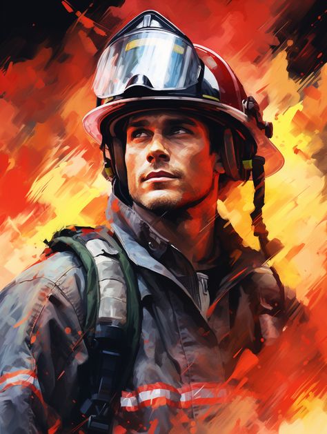 Stunning artwork supervised By ThetaCursed, License: CC BY-NC 4.0 Fireman Art, Firefighter Art, 수채화 그림, Fire Dept, Portrait Gallery, Portrait Artist, Fire Department, Tufted Rug, Premium Photo