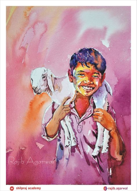 Holi Painting Ideas On Canvas, Holi Digital Art, Holi Illustration Art, Holi Painting Watercolor, Holi Sketch, Anatomy Perspective, Watercolor Village, Holi Painting, Holi Drawing