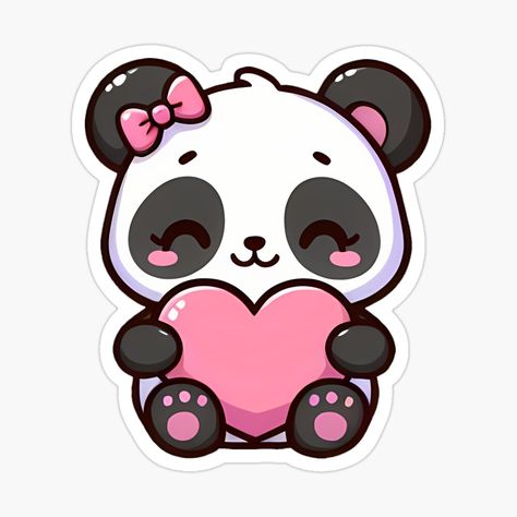 Cute Panda Drawing, Hug Stickers, Cute Panda Cartoon, Animal Caricature, Panda Drawing, Easy Animal Drawings, Clever Tattoos, Easy Love Drawings, Cute Laptop Stickers