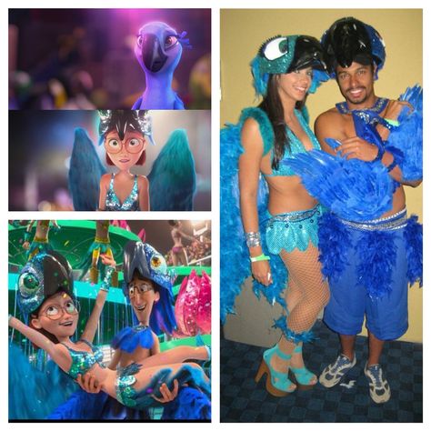 Remembering our 2011 Halloween costumes inspired in the movie Rio #rio #riomovie #halloween #halloweencostume Rio Halloween Costume Couple, Rio Birds Costume, Rio Costume Couple, Rio Movie Costume, Rio Couple Costume, Rio Costume Women, Luca Halloween Costume, Rio Bird Costume, Rio Halloween Costume