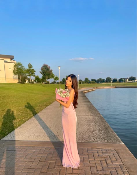 Pink Date Dress, How To Style Pink Dress, Cute Bday Dresses, Pink New Years Outfit, Long Pink Dress Aesthetic, Formal Dresses For High School, Pink Dresses Aesthetic, Pink Dress For Birthday, Pink Bday Dress