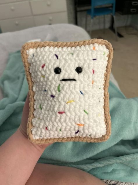 Free Crochet Patterns & Amigurumi | i’m obsessed with this pop tart i made | Facebook Crochet Pop Tart, Christmas Tree Skirt Crochet Pattern, Free Crochet Patterns Amigurumi, Fall Crochet Patterns, Pop Tart, Crochet Rabbit, Crochet Animals Free Patterns, Crochet Business, Beginner Crochet Projects