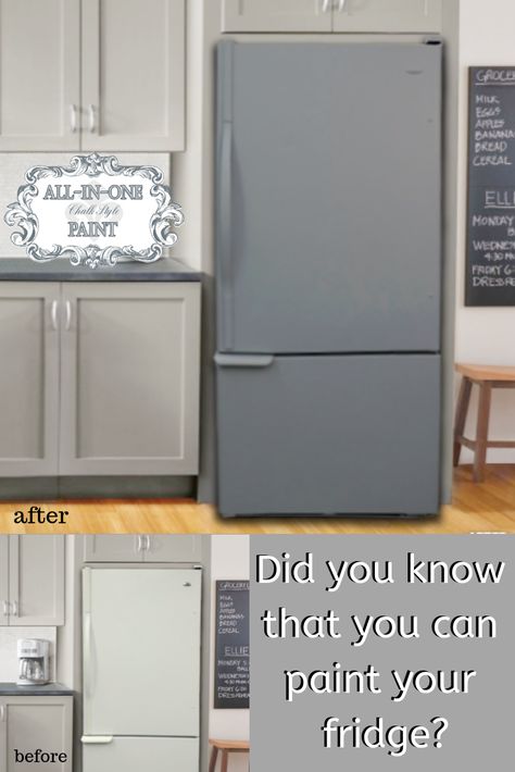 painted fridge painted refrigerator chalk paint fridge chalk painted refrigerator how to paint a fridge how to paint a refrigerator making fridge match cabinets how to paint a dishwasher chalk paint dishwasher halk paint projects homemade chalk paint rustoleum chalked paint chalked paint diy chalk paint make your own chalk paint painted furniture how to chalk paint using chalk paint on furniture how to make chalk paint painting with chalk paint how to use chalk paint Chalk Paint Refrigerator, Chalk Paint Fridge, How To Paint A Fridge Diy, Painting A Fridge Diy, Painting Refrigerator Diy, Refrigerator Painting Ideas, How To Paint Appliances, How To Paint A Fridge, How To Paint A Refrigerator