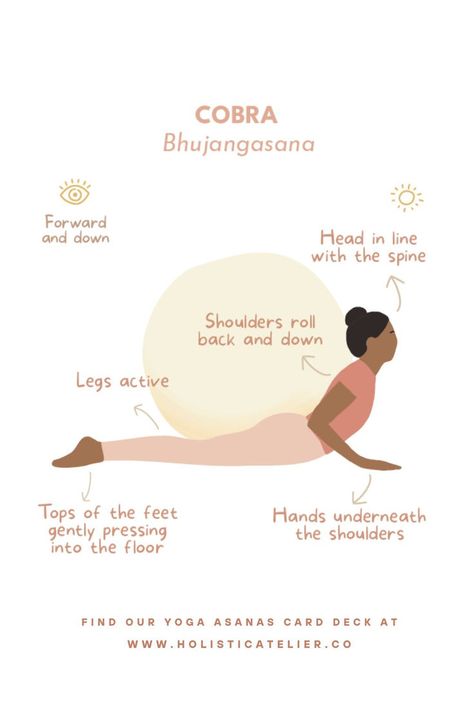 yoga pose cobra bhujangasana Yoga Symbols, Yoga Facts, Yoga Cards, Yoga Illustration, Yoga Branding, Cobra Pose, Teaching Yoga, Yoga Journal, Design Social Media