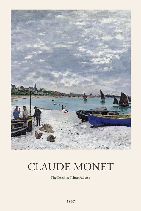 Beach Impressionist Painting, Painting Claude Monet, Claude Monet Paintings, Claude Monet Art, Monet Art, Art Exhibition Posters, Monet Paintings, Art Classique, Blue Poster