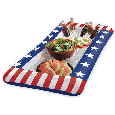 Amscan Patriotic Stars and Stripes Inflatable Cooler Buffet Tablescapes, Inflatable Cooler, Usa Party, Patriotic Food, Pool Party Decorations, Fourth Of July Food, Fourth Of July Decor, Beer Party, Patriotic Stars