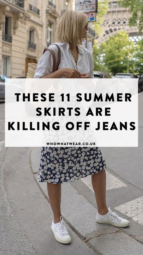 From Topshop to Gucci, we found the best summer it skirts to replace your jeans with. See and shop them here: How To Wear Skirts In Summer, Midi Slip Skirt Outfit Summer, Summer Skirts 2024, Slip Skirt Outfit Spring, Midi Slip Skirt Outfit, Slip Skirt Outfit Summer, Slip Skirt Outfit, Summer Skirt Outfits, Dresses And Sandals