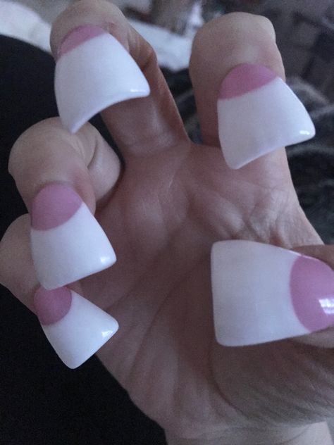 Duck Tip Nails, Flare Nails, Pink Tip Nails, Birthday Nail Designs, Bad Nails, Crazy Nail Designs, Gel Nails French, Cute Short Nails, Duck Nails