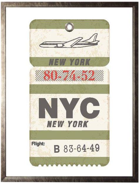 Nyc Travel Ticket - 13.5" X 17.5" on Chairish.com Nyc Ticket, University Inspiration, Travel Ticket, Vintage Ticket, New York Logo, Travel Tickets, Nyc Travel, Digital Collage Art, Luggage Stickers