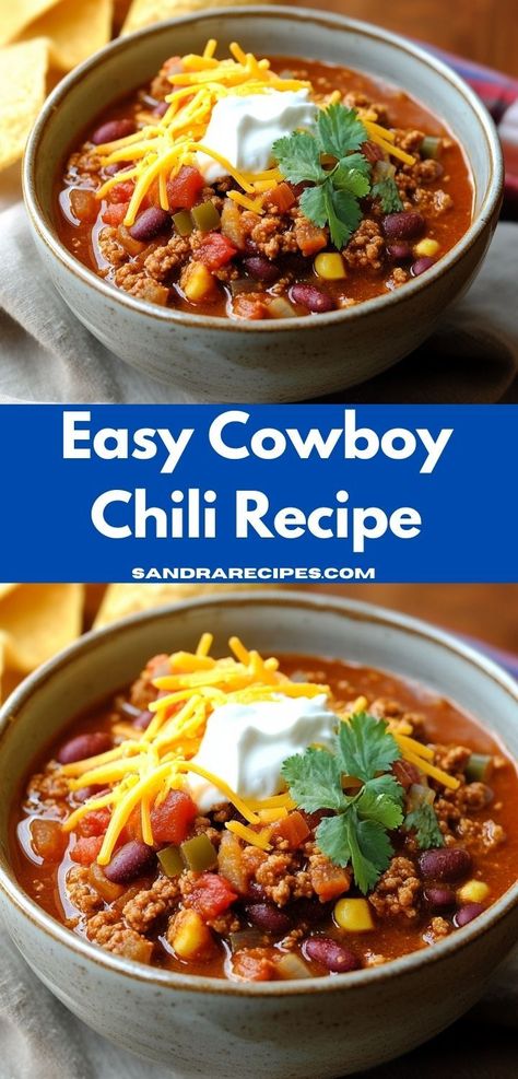 Searching for dinner ideas? This cowboy chili recipe is quick, easy, and delicious. Ideal for dinner for two or dinner for family, it’s one of the best chili recipe options you’ll find! Cowboy Chili Recipe, Dinner For Family, Cowboy Chili, Hearty Chili Recipe, Dinner Ideas For Two, Homemade Chili Recipe, Dried Chili Peppers, Hearty Chili, Easy Chili