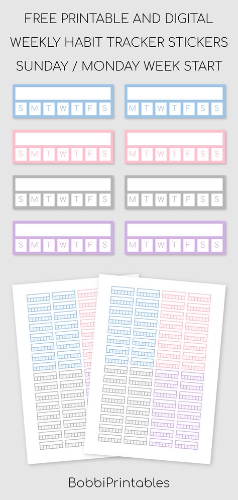 Weekly Habits Tracker, Weekly Habit Tracker Template, Week Habit Tracker, Free Habit Tracker Printable, Calendar Goals, Habit Tracker Stickers, Habit Tracker Weekly, Planner Monthly Layout, Digital Planner Ideas