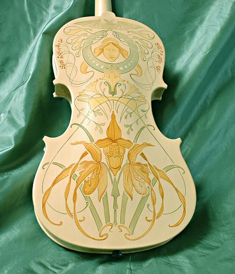 Art Nouveau Paintings | Home Harpsichords Instruments Murals Furniture Miscellany Papers Roses ... Painted Violin, Violin Art, Violin Design, Instruments Art, Hey Diddle Diddle, Art Nouveau Furniture, Electric Violin, Learn Violin, Guitar Painting