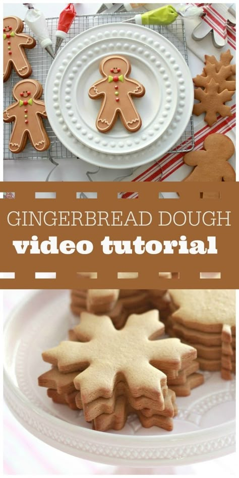 gingerbread-cut-out-cookie-and-gingerbread-man-video-tutorial Decorate Gingerbread Men, Cookies Dough Recipe, Gingerbread Dough Recipe, Gingerbread Girl Cookie, Royal Icing Cookies Recipe, Gingerbread Dough, Cookies Dough, Sugar Cookie Recipes, How To Make Gingerbread