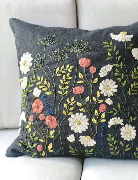 Vintage-Inspired Embroidery Kits and Patterns | Heirlooms at Home Simple Hand Embroidery Patterns, Cushion Embroidery, Embroidery Pillow, Beginner Embroidery Kit, Pillow Embroidery, Abstract Embroidery, Geometric Embroidery, Embroidery Book, Embroidery Gifts