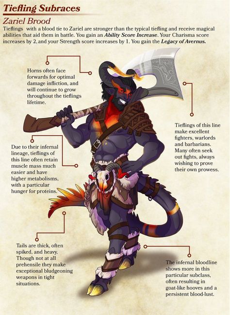 Tiefling Barbarian Subrace Zariel Tiefling, Tiefling Ideas, 5e Spells, Dnd Tiefling, Dungeons And Dragons Races, Dnd Homebrew, Dnd Stories, Dungeons And Dragons Memes, D D Character Ideas