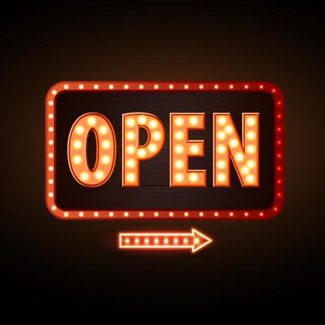 We're Open Sign Aesthetic, Vintage Open Sign, Retro Open Sign, Shop Open Sign, Now Open Sign, Open Picture, Business Marketing Design, Neon Open Sign, Open Shop