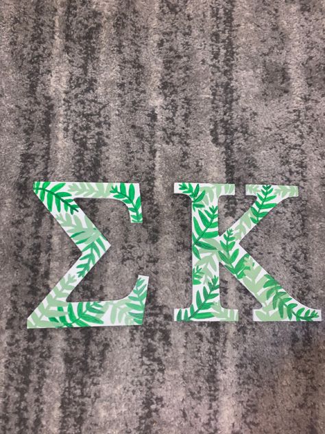 Green Sorority Letters, Wooden Letters Painted Ideas, Axid Letters Painted, Kappa Delta Letters Painted, Greek Letter Painting Ideas, Painted Greek Letters Wooden, Greek Letters Painted Sorority, Sorority Letter Designs, Painted Letters Sorority