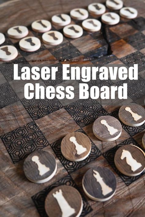 We used the Atomstack Laser Engraver to make this chess board. We have the files to download the images in the YouTube description. Youtube Description, Chess Books, Diy Games, A Log, The Machine, Chess Board, Chess, Laser Engraved, Household Items