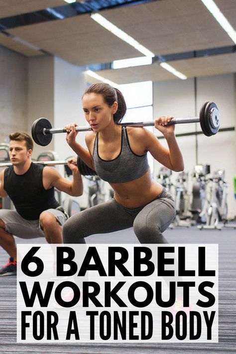 This full body barbell workout routine for women consists of 6 simple exercises that tighten and tone your glutes, legs, back, and arms. Perfect for beginners who like to workout at home or at the gym, this barbell workout program will help strengthen your upper and lower body as well as your core with only one piece of equipment. Looking good has never been easier! #barbell #weightloss #weightlifting Bar Weight Workout Women, Barbell Ab Workout, Barbell Leg Workout For Women, Bar Bell Workout Woman, Barbell Leg Workout, Full Body Barbell Workout, Barbell Workout Routine, Barbell Workout For Women, Garage Workout