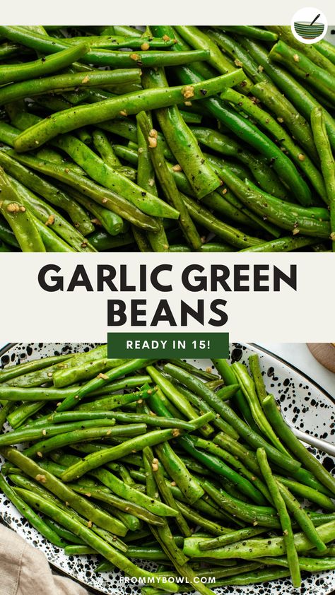 Fresh Garlic Green Beans are a great side dish pairing for any meal. Garlicky, crunchy, juicy, and packed with nutrition. Gluten-Free, Vegan. Gluten Free Green Bean Recipes, Green Beans Vegan, Boil Green Beans, Fresh Green Bean Recipes, Garlic Green Bean Recipes, Garlicky Green Beans, Seasoned Green Beans, Green Beans Side, Green Bean Dishes