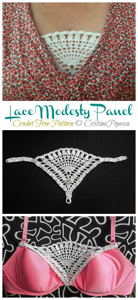 Women Lace Modesty Panel Crochet Free Pattern - Crochet & Knitting Crochet Lace Patterns, Crochet Collar Pattern, Crochet Lace Collar, Crochet Stitches Guide, Modesty Panel, Crochet Lace Pattern, Minecraft Pixel Art, Crochet Collar, Single Crochet Stitch