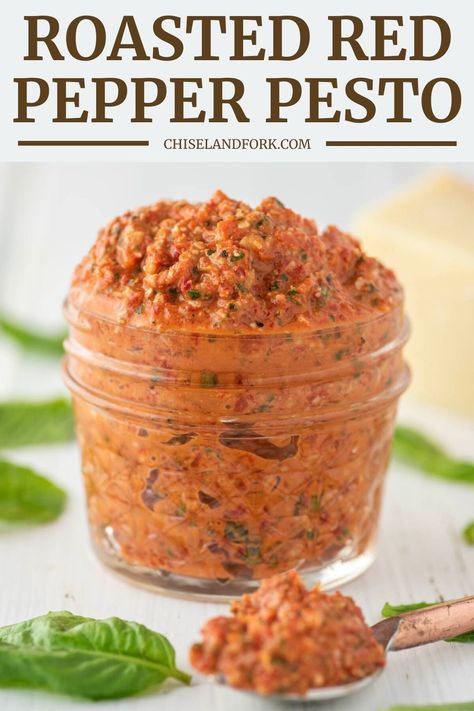 Roasted Red Pepper Pesto Recipes, Roasted Red Pepper Pesto Pasta, Red Pepper Pesto Recipe, Roasted Red Pepper Pesto, Red Pepper Pesto, Pepper Pesto, Red Pepper Recipes, Roasted Red Pepper, Pesto Recipe