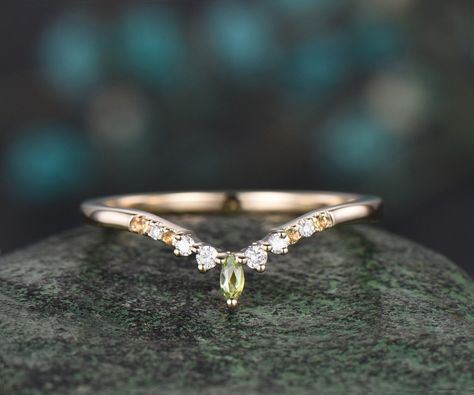 Curved Peridot Citrine Diamond Wedding Band 14k 18k Yellow Gold Unique Moissanite Wedding Ring Band Dainty Anniversary Ring Women Gift - Etsy Wedding Band With Green Stone, Peridot Wedding Band, Peridot Wedding Ring, Yellow Gold Peridot Stackable Rings For Wedding, Yellow Gold Peridot Stackable Rings For Anniversary, Yellow Gold Peridot Diamond Wedding Ring, Green Peridot Diamond Wedding Ring, Yellow Gold Peridot Diamond Ring, Peridot Ring Gold