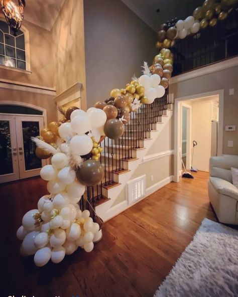 Banister Balloon Garland, Stair Railing Balloon Garland, Stairway Balloon Garland, 60th Birthday Party Decorations, Birthday 2023, 44th Birthday, Staff Party, Wedding Balloon Decorations, Wedding Party Planning