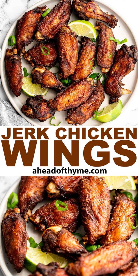 Air Fryer Jerk Chicken, Jerk Chicken Wings Recipe, Jerk Chicken Marinade, Marinated Wings, Grilled Jerk Chicken, Chicken Wing Marinade, Wings Recipe Baked, Jerk Chicken Wings, Chicken Wings Recipe