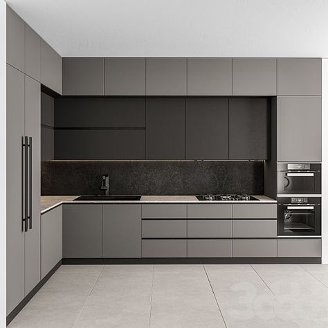 Modern Grey Kitchen, Model Dapur, Kitchen Ikea, Grey Kitchen Designs, Desain Pantry, Kabinet Dapur, Modern Kitchen Cabinet Design, Modern Kitchen Interiors, Kitchen Interior Design Decor