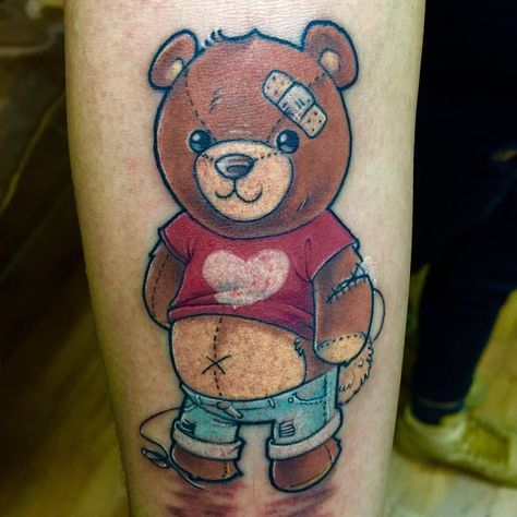 12+ Best Cartoon Bear Tattoo Ideas Teddy Bear Tattoo Designs, Teddy Bear Tattoo, Best Teddy Bear, Doodle Bear, 90s Tattoos, Tattoo Sites, Bear Tattoo Designs, Bear Tattoos, Theme Tattoo