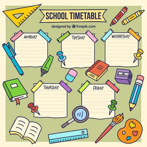 Organisation, Creative Time Table For School, Class Timetable Ideas, Templat Jadwal, Timetable Ideas For Classroom, School Timetable Ideas, Timetable Ideas, School Timetable Template, Timetable Design