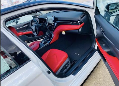 Camry Xse Red Interior, Camry Red Interior, Toyota Camry Xse Red Interior, Red Car Interior, 2020 Toyota Camry, Toyota Camry Xse, Camry Xse, Pink Car Accessories, Kia K5