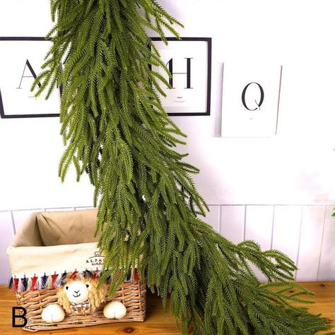 Artificial Norfolk Pine Garlands, Real Touch Winter Pine Garland, Green Artificial Greenery Garland for Table, Mantle, Wall, Indoor, Outdoor Christmas Decorations Garland For Table, Christmas Greenery Decor, Pine Garland Christmas, Garlands Christmas, Table Garland, Norfolk Pine, Christmas Wreaths & Garlands, Pine Garland, Artificial Garland