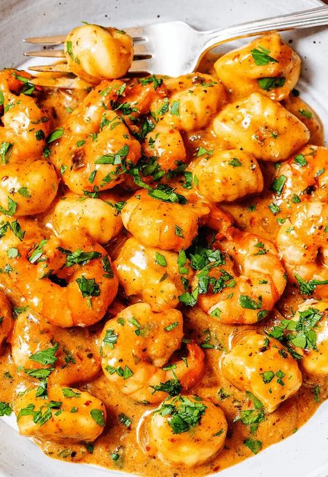 Shrimp And Gnocchi, Shrimp Side Dish, Spicy Butter, Buttered Shrimp Recipe, Spicy Shrimp Recipes, Gnocchi Dishes, Prawn Dishes, Creamy Shrimp, Tried And True Recipes