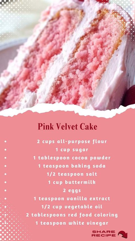 Pink Velvet Cake Recipe, 50s Desserts, Pink Velvet Cake, Wife Duties, Pink Velvet Cakes, Desserts Oreo, Chinese Beef, Baking Techniques, Baking Conversions