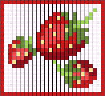 Alpha pattern #91863 | BraceletBook Fruit Pixel Art Grid, Strawberry Pixel Art Grid, Strawberry Crochet Graph, Strawberry Pixel Grid, Strawberry Grid Pattern, Pixel Art Pattern Flower, Alpha Patterns Cross Stitch, Strawberry Perler Bead Pattern, Flower Pixel Pattern