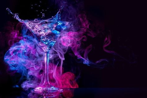 Martini, The Top, Purple, Glass, Blue, Black