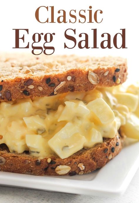 Classic Egg Salad Recipe | Six Sisters' Stuff This is what we consider the perfect Classic Egg Salad recipe! With only 4 ingredients, it's simple, easy and delicious. The trick to how to make egg salad lies in how to boil eggs. Classic Egg Salad Sandwich, Egg Salad Recipe Easy, Classic Egg Salad Recipe, Egg Salad Sandwich Recipe, Deviled Egg Salad, Eggs In Muffin Tin, Egg Salad Sandwich, Classic Egg Salad, Easy Egg Salad