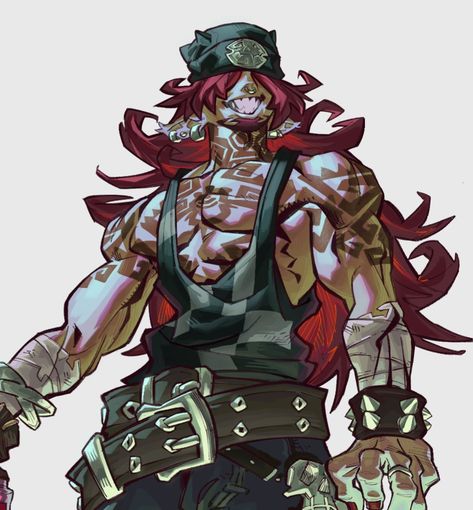 Male Bartender Character Design, Street Punk Character Design, Prison Warden Character Design, Crazy Character Design Male, Punk Male Character Design, Intimidating Character Design, Rocker Character Design, Distyle Characters, Chain Drawing Reference