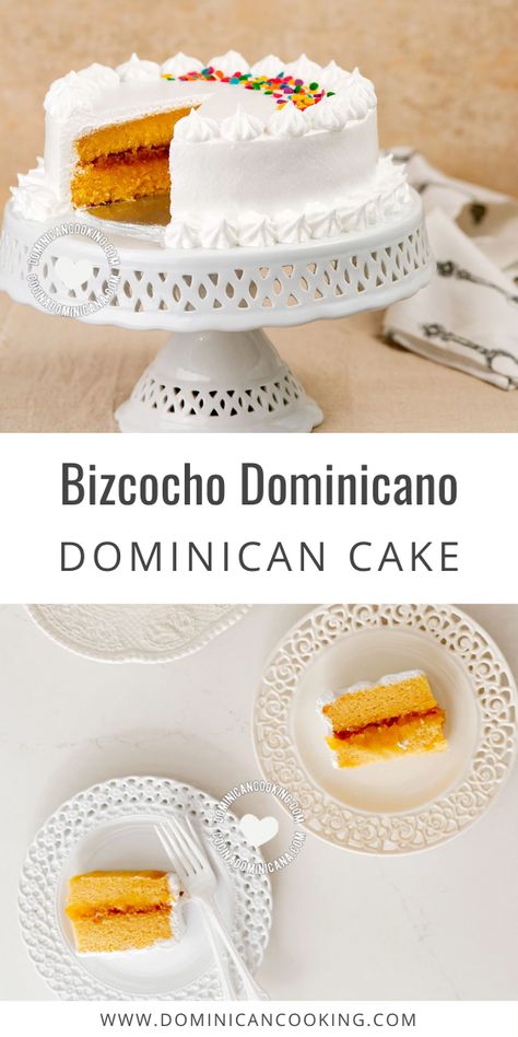 Dominican Cake on a plate Dominican Cake Icing, Cake Dominicano Receta, Dominican Cake Recipe Pineapple, Dominican Cake Recipe How To Make, Dominican Republic Cake, Dominican Pineapple Cake, Caribbean Birthday Cake, Dominican Dessert Recipes, Dominican Desserts Traditional