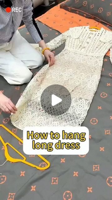 Hanging Dresses In Closet, How To Hang Long Dresses, How To Fold A Dress, How To Hang Long Dresses In Closet, How To Hang Dresses, Dress Hanging Ideas, Nature Reels, Hanging Ideas, How To Hang