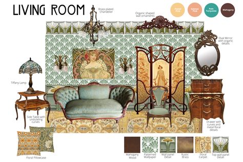 French Art Nouveau Interior, Art Nouveau Interior Design Bedrooms, Art Nouveau House Interior, Art Noveau Interiors, Art Nouveau Decor Interior Design, Art Nouveau Interior Bedroom, Art Nouveau Library, Art Nouveau Bedroom Interior Design, Celestial Interior Design