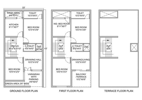 22'*43' duplex house plan 5bhk house plan Drawn by-Er. Chandan Sinha 5bhk Duplex House Plan, 5bhk House Plan, Duplex House Plan, Plan 2d, Duplex Plans, Small House Front Design, Duplex House Plans, Model House Plan, Duplex House Design