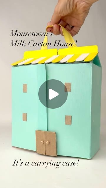 Mousetown on Instagram: "Mouse’s house, made from 2 milk cartons glued together side-by-side is also a carrying case!!
🐁 🏠 🤍
Detailed instructions for how to make your own are in the book. (Link to buy the book in Stories and in our bio)" Rat Cardboard House, Tiny Mouse House, Miniature Mouse House, Mouse In A Suitcase, Mouse Suitcase House, Bird House Milk Carton, Milk Carton Crafts, Milk Carton, Carrying Case